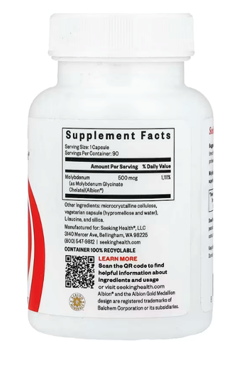 Seeking Health Molybdenum Glycinate Chelate 500mg 90 veg capsul.45.