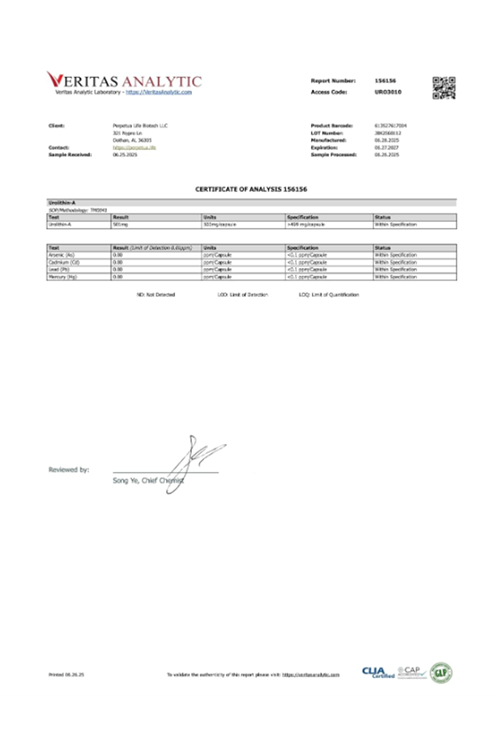 PERPETUA.LIFE  Urolithin-A Liposomal, 1000mg, 60 Vegan Capsules.