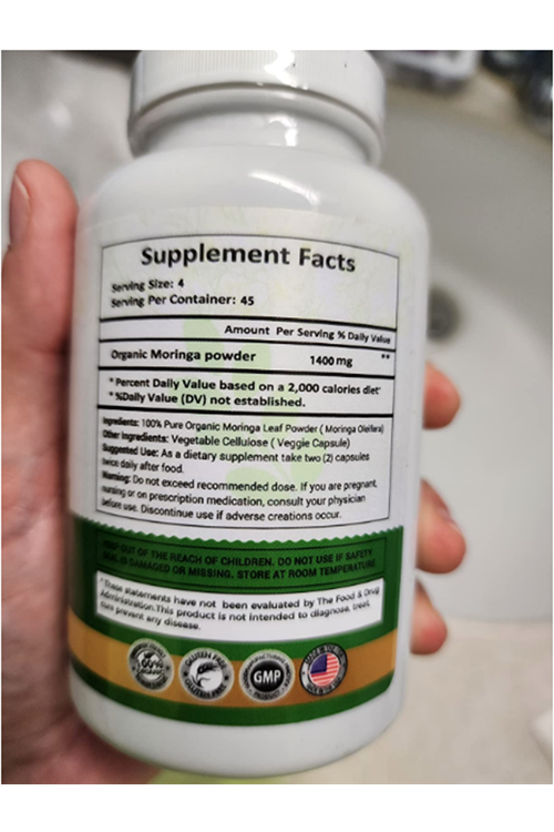 MOGO Moringa 180 Capsul Boost Energy, Immune, Gut, Joint Support  Pure Organic Moringa  Made in USA.