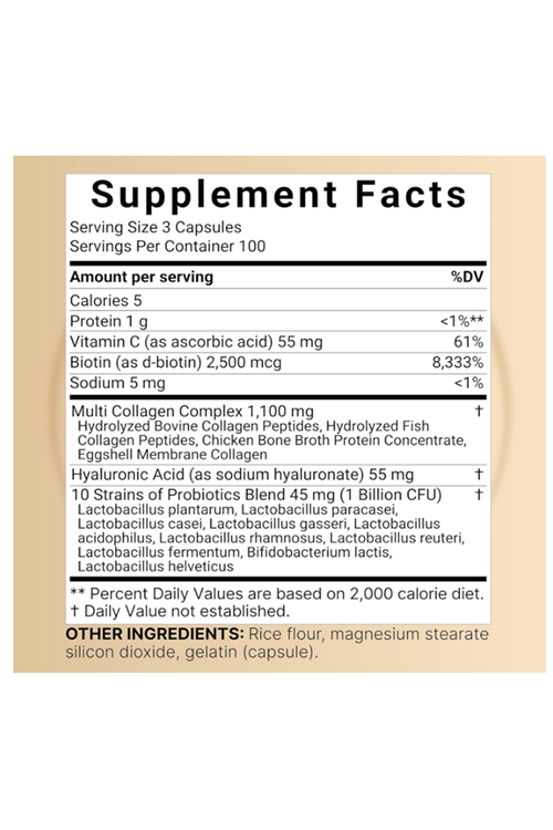 NatureBell Multi Collagen Pills for Women & Men (Type I, II, III, V, X), 300 Capsules  Hydrolyzed Collagen Peptides With Probiotics, Hyaluronic Acid & Biotin  Recovery, Hair, Skin, Nails  Joints Support