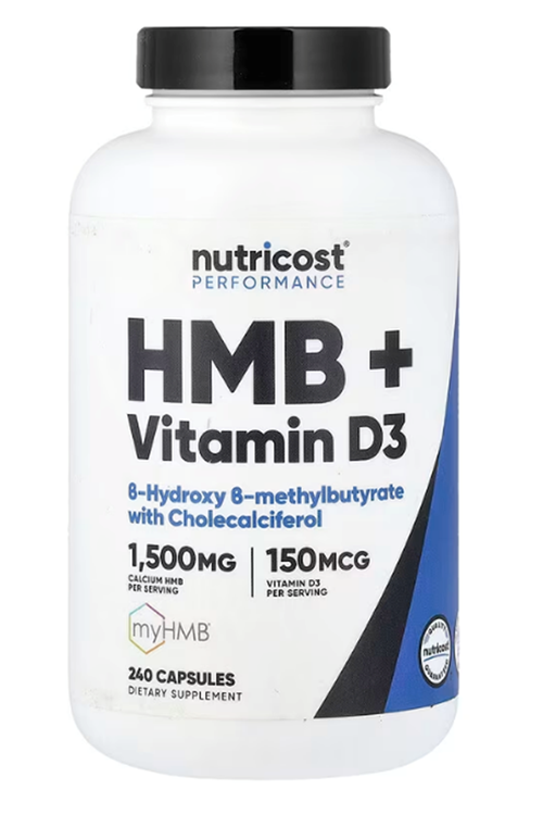 Nutricost HMB (1500mg) and Vitamin D3 (6000 IU) Supplement - 240 Capsules