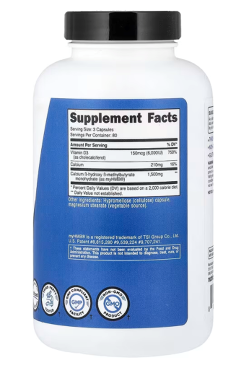 Nutricost HMB (1500mg) and Vitamin D3 (6000 IU) Supplement - 240 Capsules