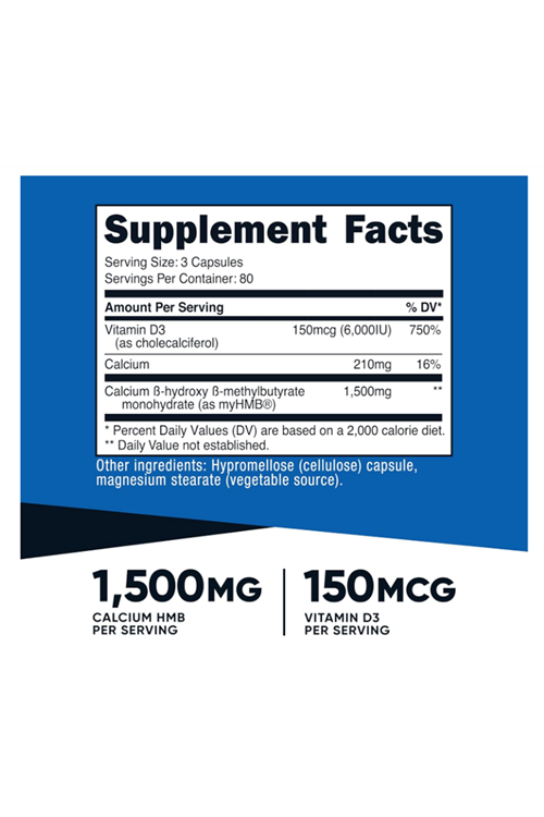 Nutricost HMB (1500mg) and Vitamin D3 (6000 IU) Supplement - 240 Capsules