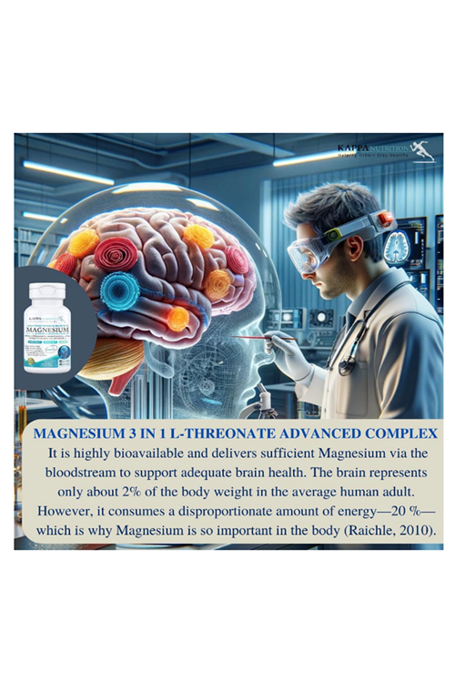 Kappa Nutrition Magbrain™ Magnesium L-Threonate Plant-Based, 420mg Elemental Magnesium (3 Capsules) from 2,253mg, 90 Vegan Capsules
