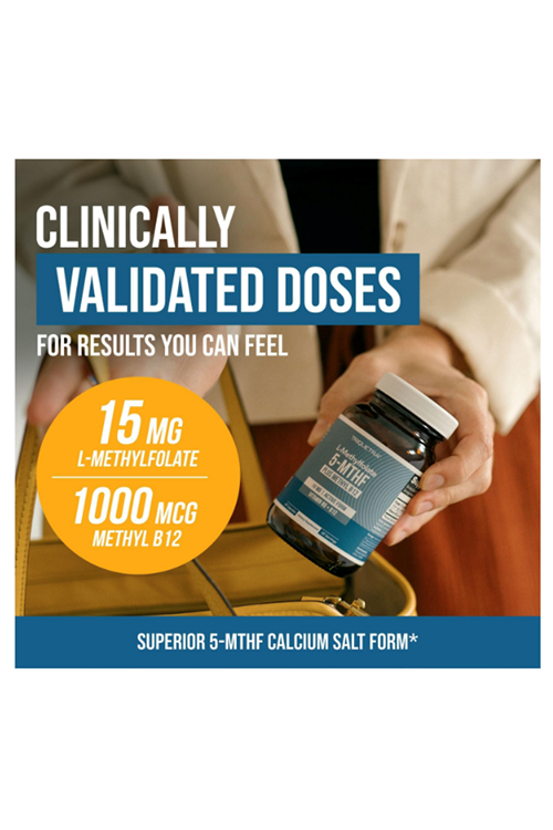 Triquetra L Methyl Folate 15mg Plus Methyl B12 Cofactor – High Potency, 5-MTHF Form - Mood, Methylation, Cognition – Bioactive Forms of Vitamin B9 & B12 (60 Capsules .Best Seller.