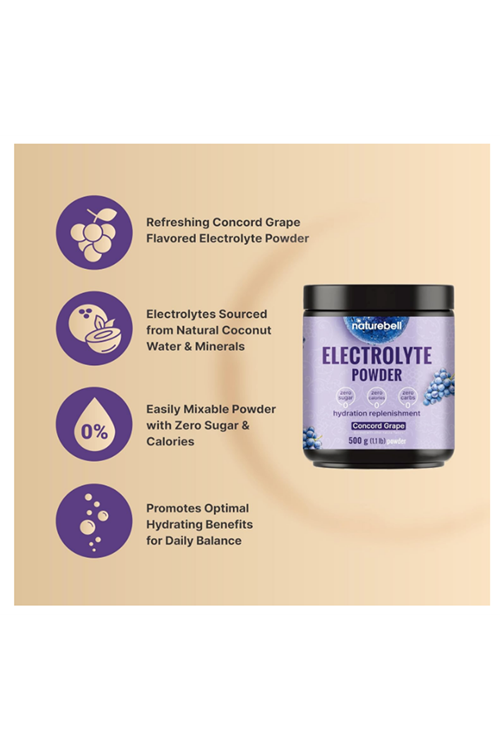 NatureBell Electrolytes Powder No Sugar, 500g (76 Servings)  Keto Fast Hydration Powder.51.