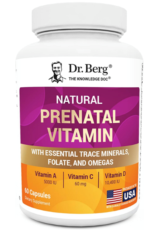 Dr. Berg Natural Prenatal Vita mins for Women (Pregnant & Nursing) - Prenatal Vita mins with Folate, Minerals, Omegas, &11 Powerful Superfoods- 60 Capsules
