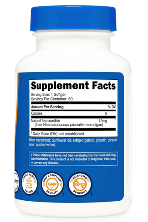 Nutricost Astaxanthin 12mg, 60 Softgels - Non-GMO and Gluten Free