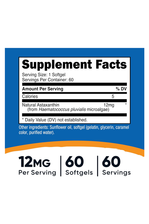 Nutricost Astaxanthin 12mg, 60 Softgels - Non-GMO and Gluten Free