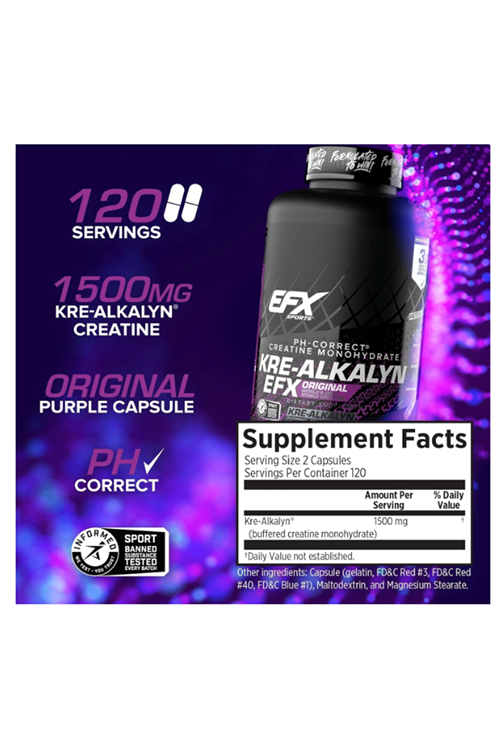 EFX Sports Kre-Alkalyn PH-Correct Creatine U.S.Patent 240 KAPSUL.Abd Menşei 66.
