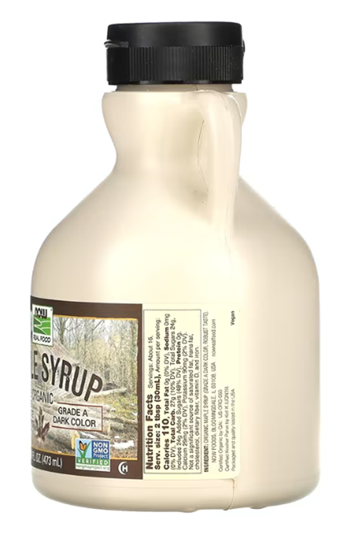 NOW Foods, Akçaağaç Organic Maple Syrup, Grade A, Dark Color (473 ml)