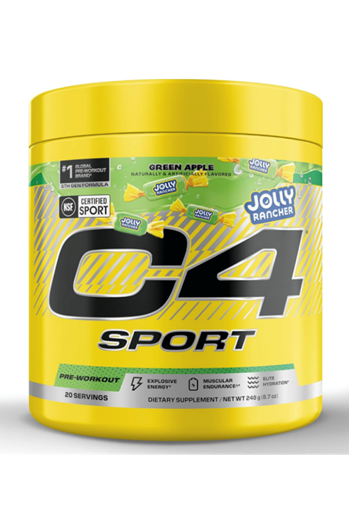 Cellucor C4 Sport Pre Workout Powder - Jolly Rancher Green Apple - NSF Certified for Sport - 200mg Caffeine + Creatine + Beta-Alanine - Electrolytes and Energy - 20 Servings 248gr.Abd Menşei