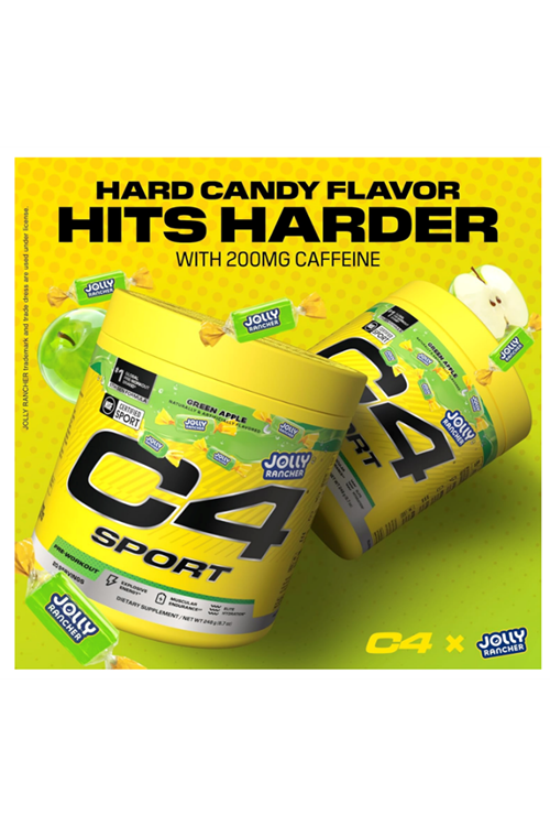 Cellucor C4 Sport Pre Workout Powder - Jolly Rancher Green Apple - NSF Certified for Sport - 200mg Caffeine + Creatine + Beta-Alanine - Electrolytes and Energy - 20 Servings 248gr.Abd Menşei.49.