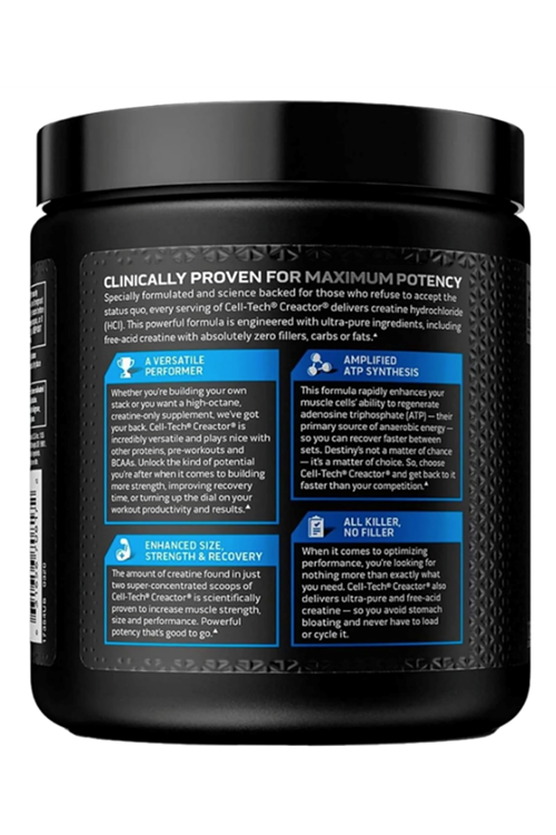 MuscleTech Cell-Tech Creactor - Creatine HCl Formula + Free-Acid Creatine 120 Servings 274Gr.Orj Usa Farkını Hisset.