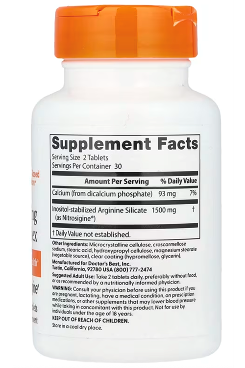 Doctor's Best Fast Acting Arginine Complex with Nitrosigine 750mg 60 Tablet.Usa Menşei.43.