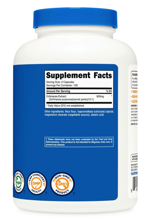 Nutricost Echinacea 800mg, 240 Capsules - Vegetarian Caps, Non GMO, Gluten Free, 120 Servings