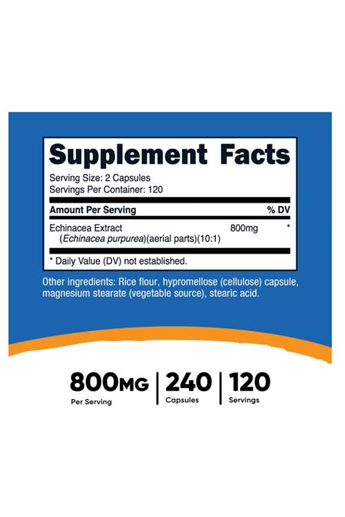 Nutricost Echinacea 800mg, 240 Capsules - Vegetarian Caps, Non GMO, Gluten Free, 120 Servings