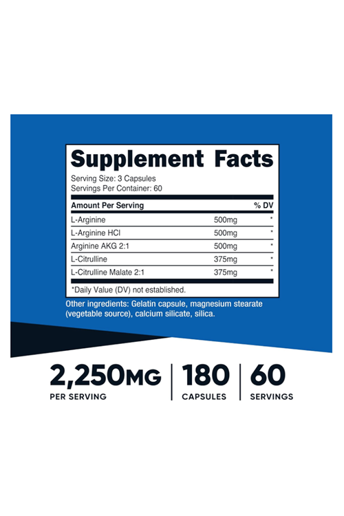 Nutricost Nitrik Oxıde Booster  2250mg, 180 Capsules.