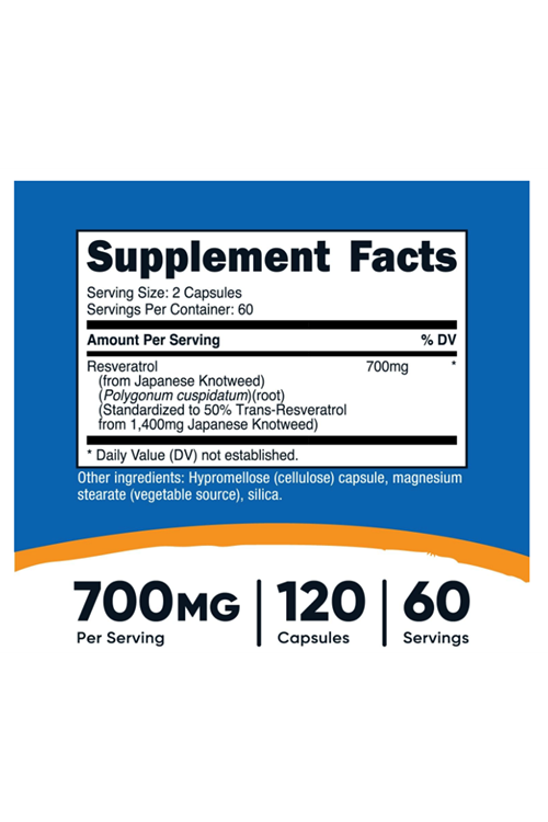 Nutricost Resveratrol 700mg, 120 Capsules - Vegan, Gluten Free
