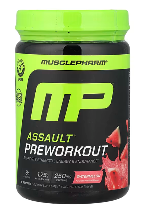 MusclePharm Assault Sport 30 Servings - Pre-Workout with Caffeine, Acetyl-L-Carnitine, Taurine, L-Glycine, Creatine Monohydrate, Beta-Alanine & Betaine Anhydrous.3848