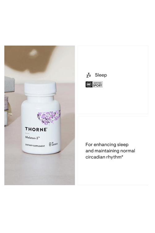 THORNE  Melaton-3  60 Capsul Circadian Rhythms Restful - NSF Certified for Sport.
