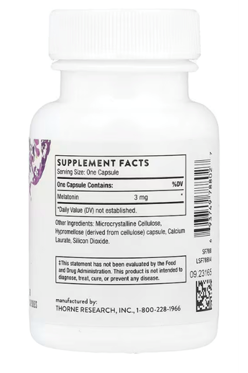 THORNE - Melaton-3 - 3mg 60 Capsul Circadian Rhythms, Restful  Relaxation* - NSF Certified for Sport 