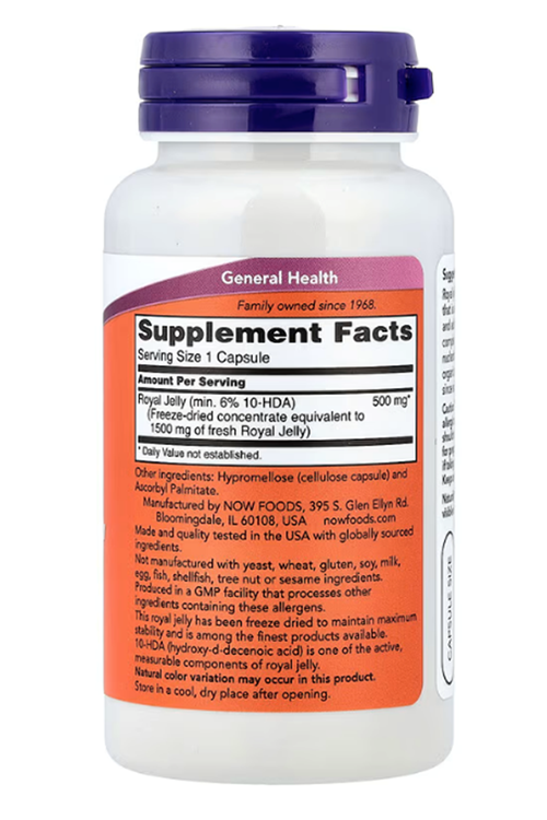 NOW Foods Royal Jelly (Özelsporcugıdaların'dan !!) 1500mg, 60 Capsul.Abd.
