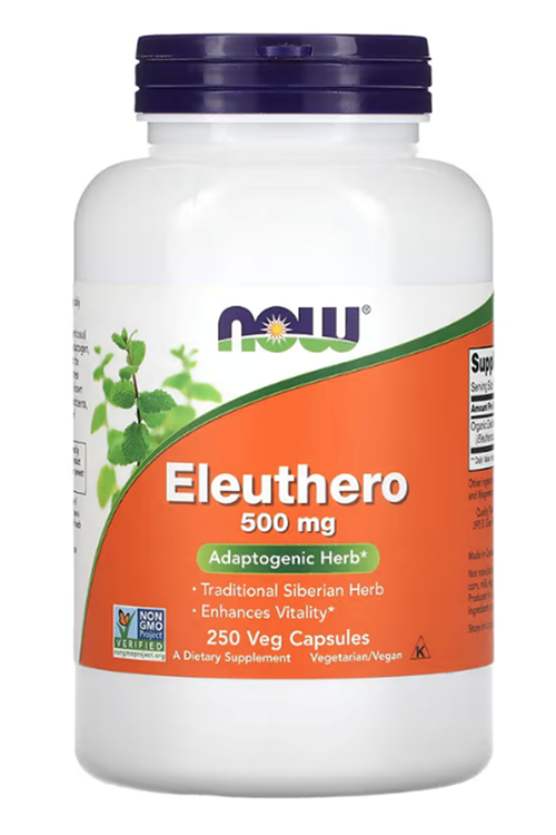 NOW Foods Eleuthero 500mg 250 Veg Capsul.Made ın Usa.