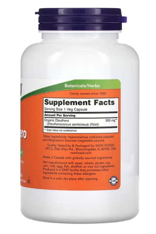 NOW Foods, Eleuthero, 500 mg, 250 Veg Capsules