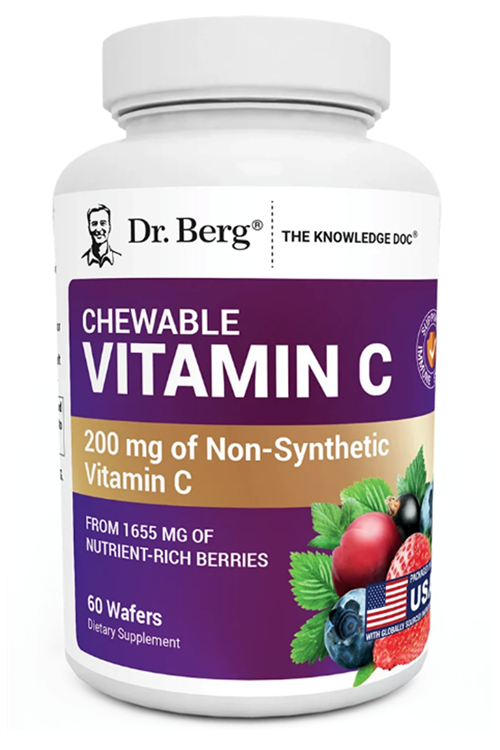 Dr. Berg  Chewable Vitamin C Complex - Made with Organic Berries - 60 Chewable Delicious Wafers.Abd Menşei.54.