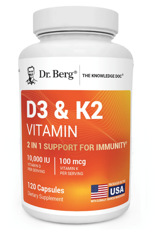 Dr. Berg Vitamin D3 K2 120 Capsul MCT Powder  10,000 IU of Vitamin D3, 100 mcg MK7 Vitamin K2, Purified Bile Salts, Zinc Magnesium for Ultimate Absorption.59.