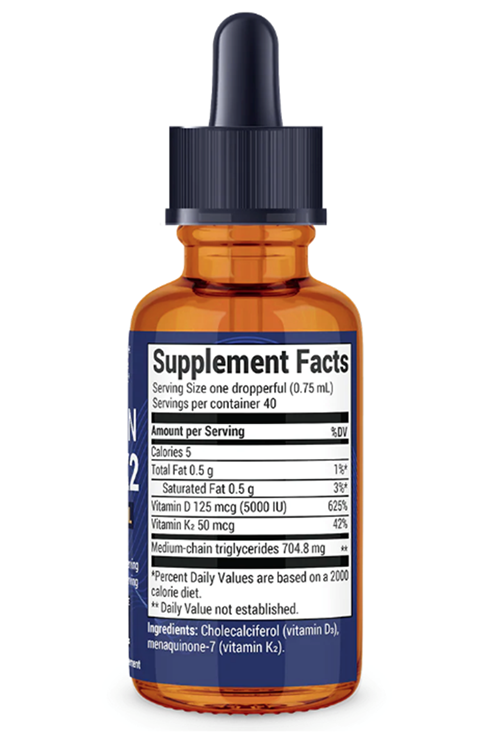 Dr. Berg Maximum Strength Vitamin D3 K2 Likid Drops with MCT Oil – 5,000 IU 30ml.