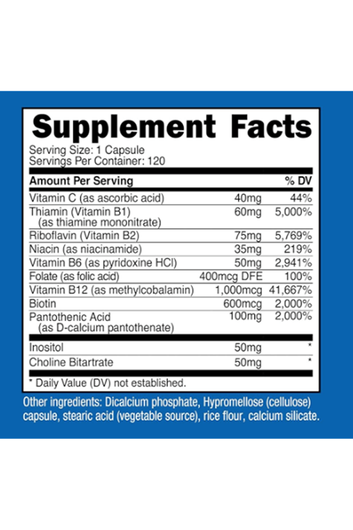 Nutricost High Potency Vitamin B Complex 462mg, 120 Capsules.Abd Menşei