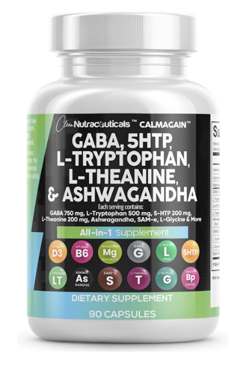 Clean Nutraceuticals GABA 5 HTP  L Tryptophan  L Theanine  SAM-e L-Glycine - Mood Support 90 Capsul.