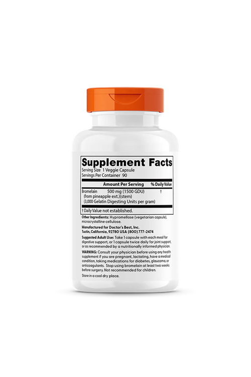Doctor's Best 3000 GDU Bromelain Proteolytic Digestive Enzymes, Supports Healthy, Joint Health, Nutrient Absorption, 500 mg, 90 Capsul.52.