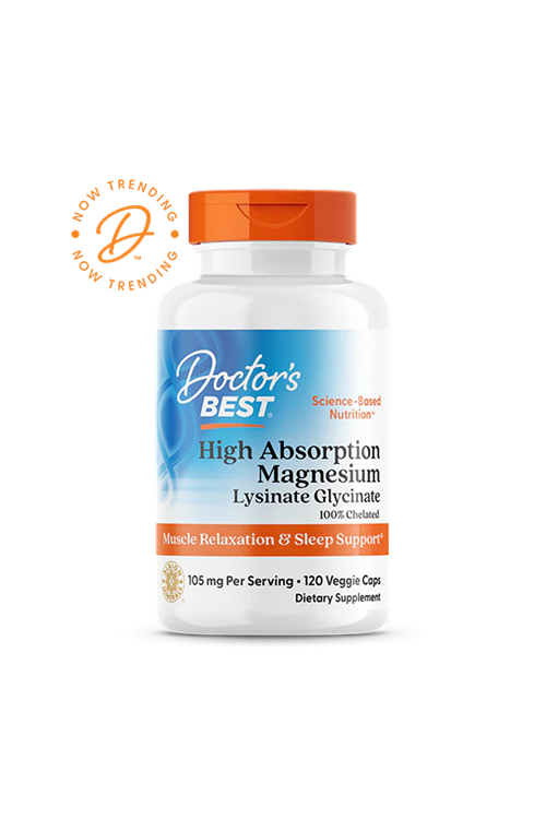 Doctor's Best  High Absorption Magnesium Lysinate Glycinate 105mg  120 Veggie Capsul.3940.