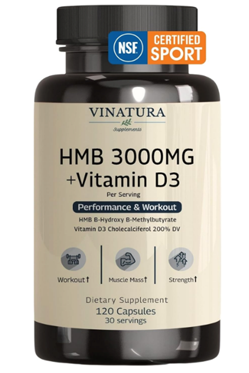 VINATURA HMB 3000mg and Vitamin D3 Muscle Growth  Recovery - Vitamin D3 (1600 IU) - 120 Capsules.Usa Menşei.