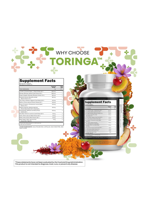 Clean Nutraceuticals Turmeric Moringa Ginger Boswellia Saffron  Ceylon Cinnamon, Tart Cherry, Quercetin Garlic Nettle Holy Basil 120 Capsul.