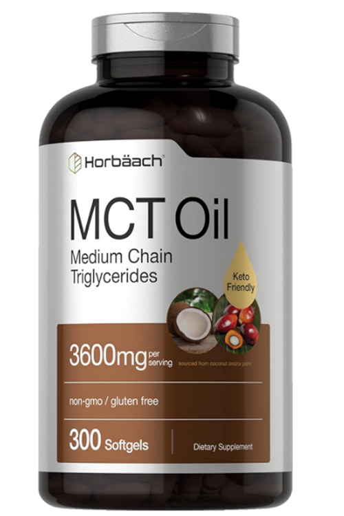 Horbäach MCT Oil Pills  3600mg  300 Softgel Keto from Coconut  with Caprylic  Capric Acid  Non-GMO and Gluten Free.