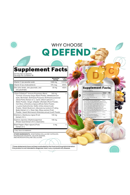 Clean Nutraceuticals Quercetin Zinc 60 Capsul Vitamin C Vitamin D Bromelain Elderberry - Lung Immune Support Artemisinin, Sea Moss, Echinacea, Allergy Relief.