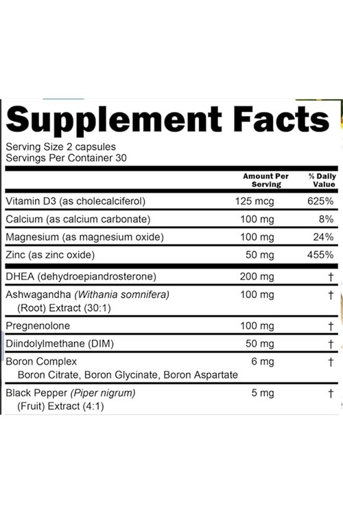 Clean Nutra DH/EA 200mg 60 Capsul  Pregne/nolone 100mg for Men  Women with DIM Ashwa/gandha Boron 6mg Calcium Magnesium Zinc 50mg Vitamin D3 5000 İU.