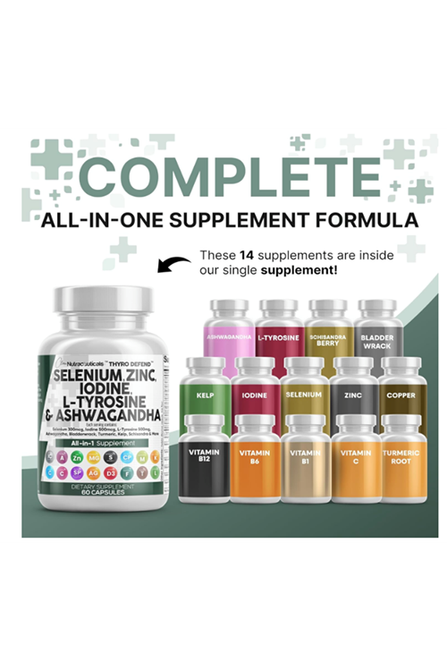 Clean Nutraceuticals Selenium 60 Capsul Iodine Thyroıd  L Tyrosine  Bladderwrack, Turmeric, Kelp, Schisandra Zinc.USA.