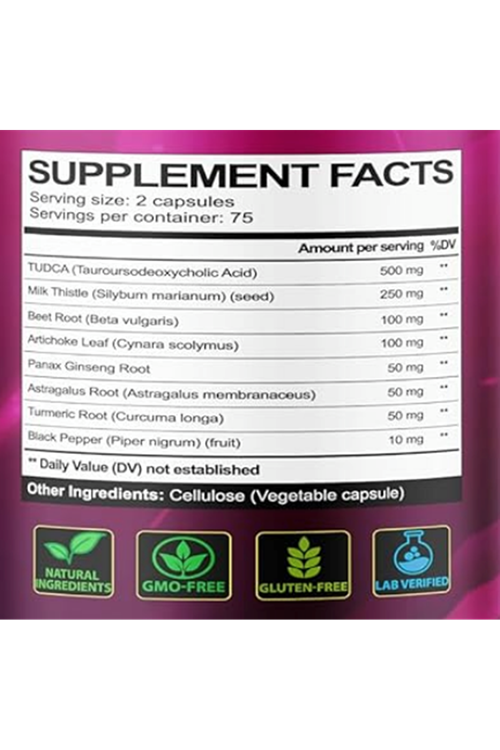 VEGATOT Liver Health Complex Formula 150 Capsul High Potency with TUDCA, Milk Thistle, Beet Root, Artichoke Leaf, Panax Ginseng, Astragalus, Tumeric -Clean  Detox Formula