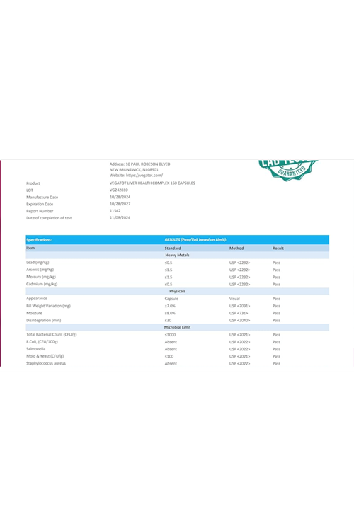 VEGATOT Liver Health Complex Formula 150 Capsul High Potency with TUDCA, Milk Thistle, Beet Root, Artichoke Leaf, Panax Ginseng, Astragalus, Tumeric -Clean  Detox Formula