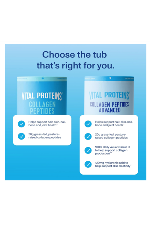 Vital Proteins Collagen Peptides Advanced with Hyaluronic Acid  Vitamin C, Unflavored, 27 Servings 567gr.Abd Menşei.