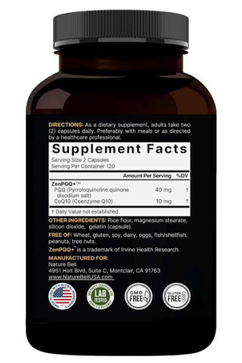 NatureBell PQQ 40mg with CoQ10, 240 Capsules  Active Pyrroloquinoline Quinone, Highly Bioavailable ZenPQQ+ Formula – Promotes Heart, Brain,  Mitochondrial Health.