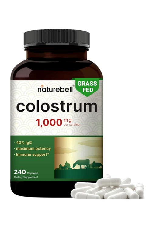 NatureBell Bovine Colostrum 1,000mg  240 Capsules  40% IgG Colostrum for Gut Health, Bloating, Skin, Hair Immune Support.