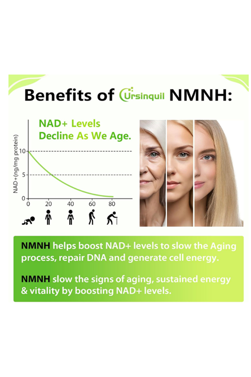 Ursinquil Sublingual NMNH 500mg  NAD Supplement to Boost NAD Levels as We Age, for Anti-Aging, Energy, Immunity, Focus - 120 Lozanges Tablet.Made In Usa.