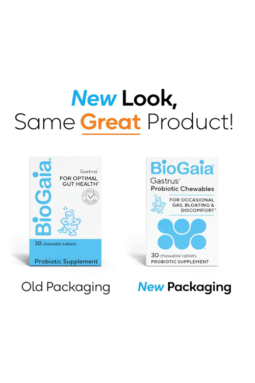 BioGaia, Gastrus® For Optimal Gut Health, Mint and Mandarin, 30 Chewable Tablets.