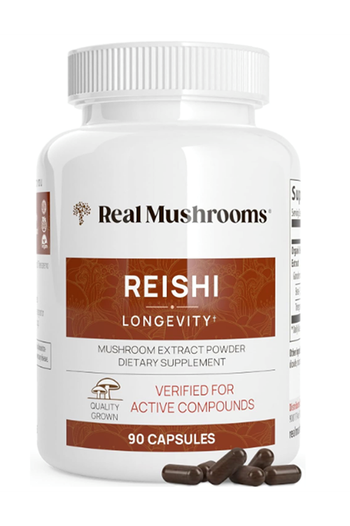 Real Mushrooms Reishi  90 Capsules  Handpicked Organic Mushroom Extracts - Red Reishi for Tranquil Daily Wellness with Verified Beta Glucans Vegan.